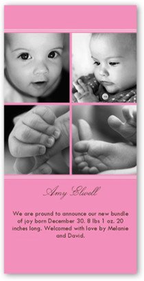 Birth Announcements: Blocks Rose Birth Announcement, Pink, Signature Smooth Cardstock, Square