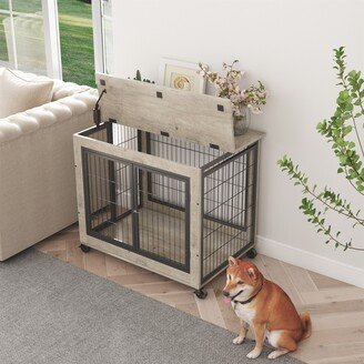 Siavonce Furniture Dog Cage with Double Doors on Casters - 31.50''W*22.05''D*24.8''H