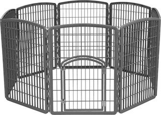 Iris Usa 8-Panel 34-inch Exercise Pet Playpen with Door, Gray