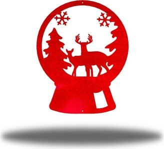 Deer Snow Globe Christmas Winter Metal Wall Art