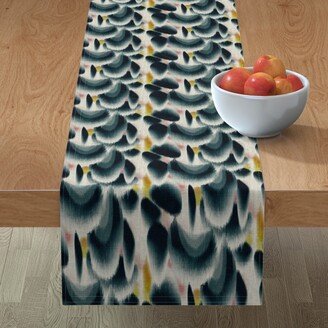 Table Runners: Shibori Wing Spots - Indigo Table Runner, 72X16, Green