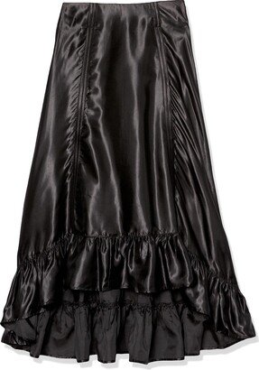 Daisy Corsets Women's Black Satin Hi Low Ruched Ruffle Skirt