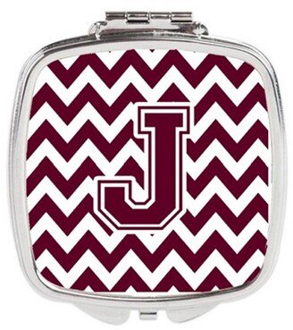 CJ1051-JSCM Letter J Chevron Maroon & White Compact Mirror, 3 x 0.3 x 2.75 in.