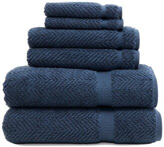 Midnight Blue Herringbone 6-Piece Towel Set