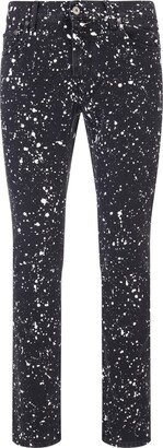 Man Black Skinny Jeans With Paint Effect Print