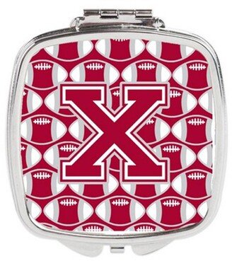 CJ1065-XSCM Letter X Football Crimson, Grey & White Compact Mirror