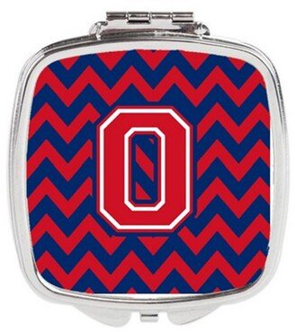 CJ1054-OSCM Letter O Chevron Yale Blue & Crimson Compact Mirror