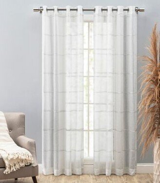 Horizon Stripe Textured Semi Sheer Grommet Curtain Panel