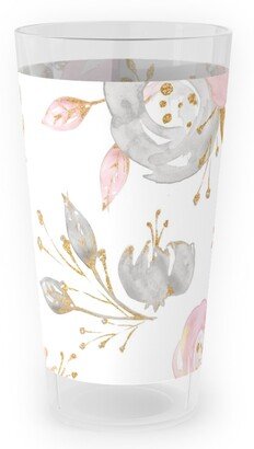 Outdoor Pint Glasses: Floral - Blush Outdoor Pint Glass, Pink