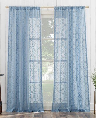 No. 918 Tina Geometric Clipped Semi-Sheer Rod Pocket Single Curtain Panel, 50