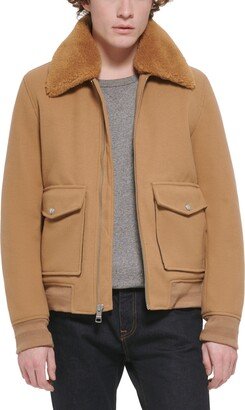 Men's Faux-Fur-Collar Bomber Jacket