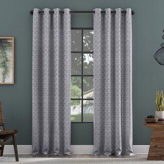 Textured Geometric Recycled Fiber Semi-Sheer Grommet Curtain Panel, Single Panel