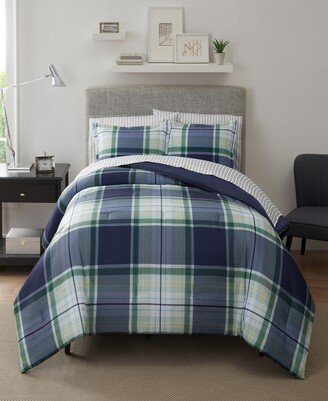 Simply Clean Scott Plaid Microbial-Resistant 7-Piece Complete Bedding Set, Queen