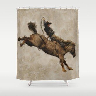 Western-style Bucking Bronco Cowboy Shower Curtain