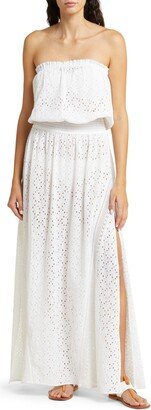 Vesper Strapless Cotton Eyelet Cover-Up Dress