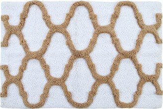 Geometric 36' x 24' Non-Skid Cotton Bath Rug - White/beige