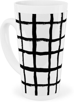 Mugs: Simple Grid - Classic - Black And White Tall Latte Mug, 17Oz, Black