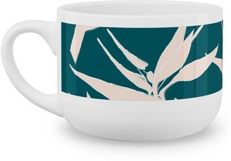 Mugs: Freehand Birds Of Paradies - Forest And Peach Latte Mug, White, 25Oz, Green