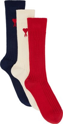 Three-Pack Multicolor Ami de Cœur Socks