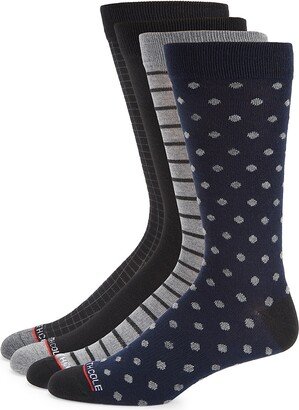 4-Pack Patterned Crew Dress Socks