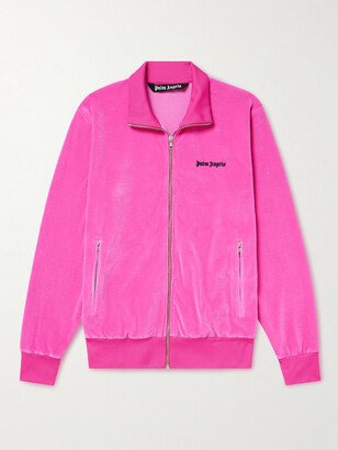 Logo-Embroidered Cotton-Blend Velour Track Jacket-AB