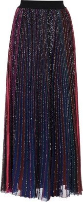 Sequin-Embellished Pleated Midi Skirt