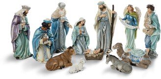 Oversized Deluxe Blue Resin Nativity Figurine Set, 12 Piece