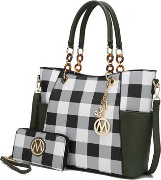 Bonita Checker Tote Bag Handbag & Wallet Set