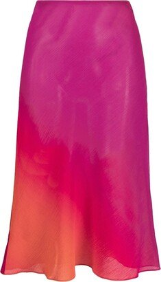 Bias gradient-effect midi skirt