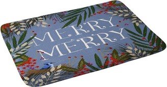 24x36 Christmas Merry Wreath Bath Mat Purple