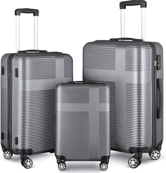 EDWINRAY 3 Piece Spinner Luggage Sets ABS Lightweight Luggage Suitcase with Hooks & TSA Lock, Suitcase Travel Sets 20