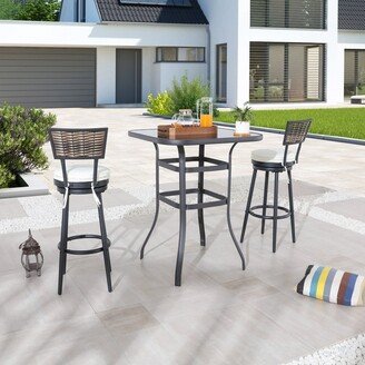 Patio Festival 3-Piece Outdour Steel Design Bistro Set