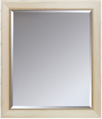 OVERSTOCK ART Cream Angled Champagne Bead Accent Framed Wall Mirror