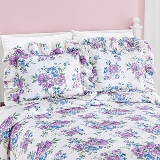 Collections Etc Allison Plisse Lavender Floral Pillow Shams - Set of 2