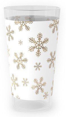Outdoor Pint Glasses: Holiday Snowflakes - Gold Outdoor Pint Glass, Yellow