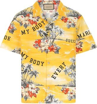 Graphic Printed Poplin Bowling Shirt