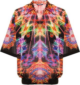 Man's Multicolor Cotton Shirt with Luminarie print