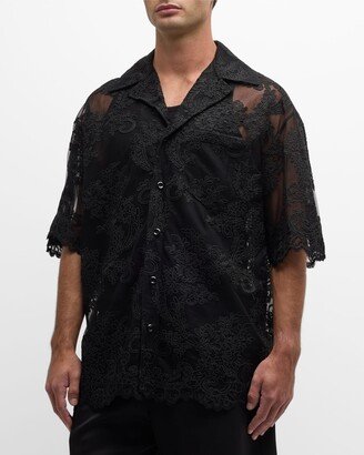 Men's Relaxed Corded Lace Camp Shirt