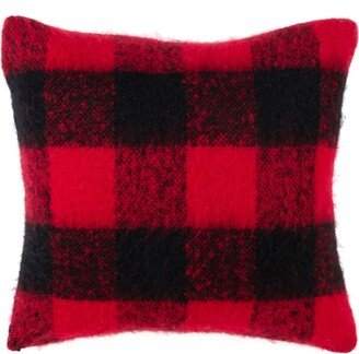 Saro Lifestyle Plaid Faux Mohair Decorative Pillow, 20