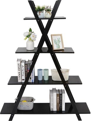 Snake River Décor 4 Tier Book Shelf Furniture Storage Rack Black - 52 x 63