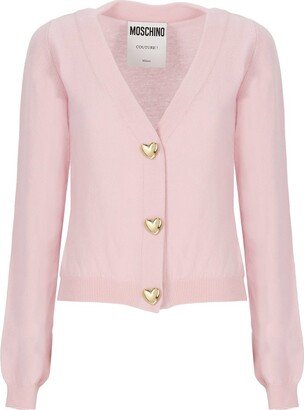 Heart Shape Buttoned Knit Cardigan-AA