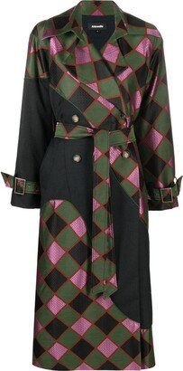 Diamond-Check Trench Coat