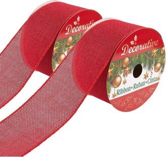 Juvale 2 Pack Red Burlap Ribbons for Arts and Crafts, Christmas Holiday Décor, 30 Feet