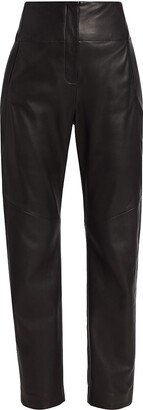 Leather Straight-Leg Trousers-AC