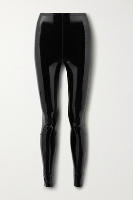 Faux Patent-leather Leggings - Black