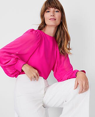 Sheer Sleeve Popover Top