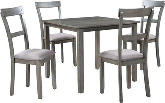 IGEMAN 5 Piece Dining Table Set Industrial Wooden Kitchen Table and 4 Chairs for Dining Room