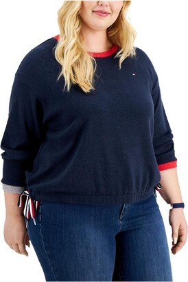 Plus Womens Cozy Ribbed Trim Sweatshirt