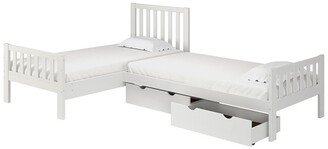 Aurora Corner L-Shaped Twin Wood Bed Set With Storage Drawers-AA