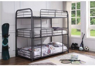 GEROJO Modern and Casual Style Cairo Twin Size Triple Metal Bunk Bed while Two Built-in Ladders & Guardrails